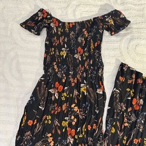 Black Floral Flared Jumpsuit